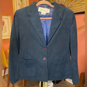 Vintage Lilli Ann ultra suede navy blazer Rare label. Fits like a medium.